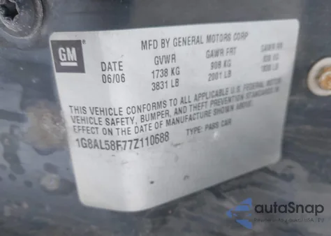 2007 Saturn Ion 3 z USA, uszkodzony, nr VIN 1G8AL58F77Z110688